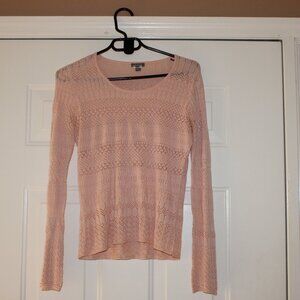 Ann Taylor Peach Light Weight Long Slv Weave Sweater Size Small